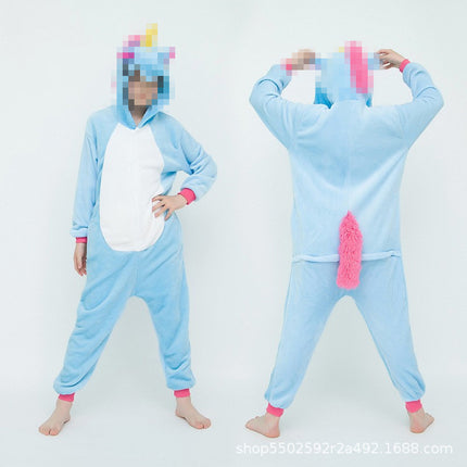 Mixed batch autumn and winter flannel cartoon one-piece pajamas home performance clothes toilet version adult home clothes pajamas