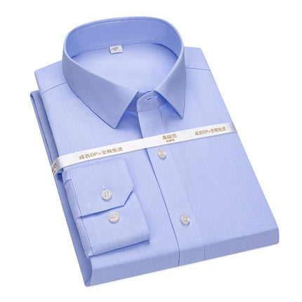 High Luxury 140 Three-strand Pure Cotton Non-ironing Shirt Men's DP Readymade Garment Wrinkle-resistant Solid Color Business Men's Formalest Shirt Men