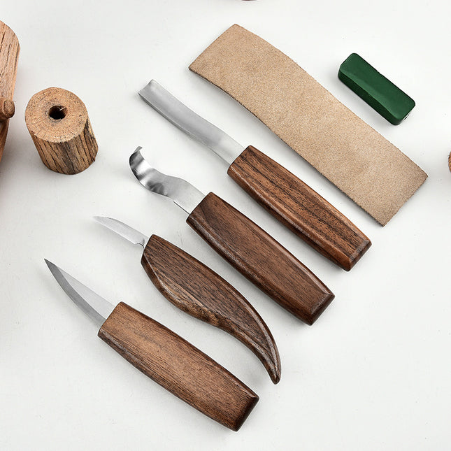 Square Handle Carving Knife, Wood Carving Knife, Cloth Bag Set, 6-Piece Set, Wood Carving Knife, Scoop Knife, Woodworking Carving Knife, Handmade Wood Carving Knife