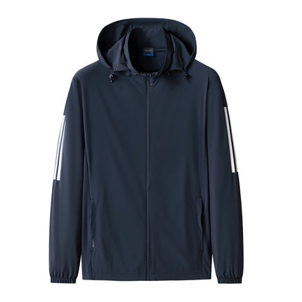 2025 Summer Lightweight Long-sleeved Removable Hat Jacket Men's Loose Casual Fishing Outdoor Sports Ice Silk Sun Protection Clothing
