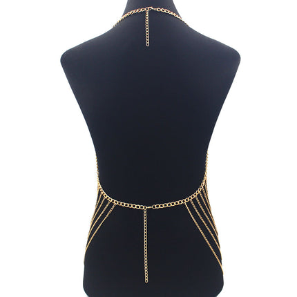 Cross-border jewelry Amazon Europe and the United States new ladies sexy metal long suspenders bikini neck body chain