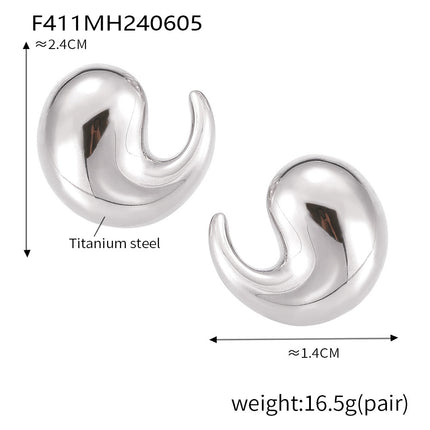 New cross-border ins style fashion personality earrings titanium steel plated 18K gold comma smooth earrings simple versatile jewelry