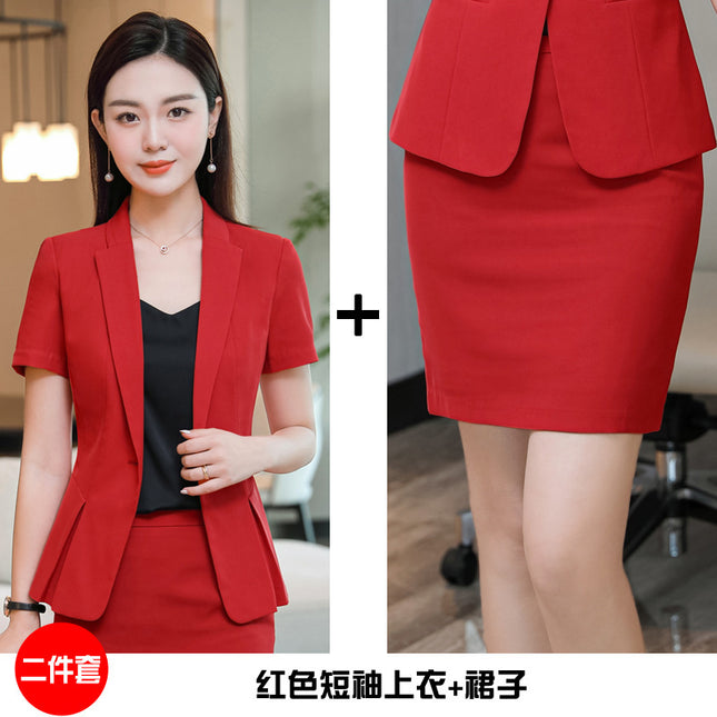 Small Suit Women's Jacket Korean Style Slim-fit Slimming Short-sleeved Suit Professional suit Women's Summer OL Sweat Steamed Foot Bath Work Clothes
