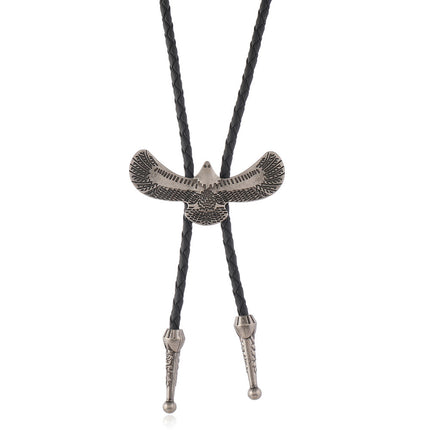 Simple and Creative Alloy Eagle Pendant Decoration, Artistic Retro Leather Shirt Tie Bolo Tie Versatile Necklace