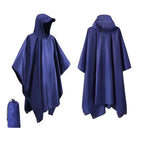 Blue 210t polyester poncho raincoat without pockets / One size fits all