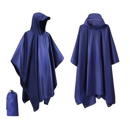 Outdoor Adult Poncho Raincoat for Hiking, Mountaineering, Fishing, Camping, Multifunctional 3-in-1 Tarp Ground Sheet Poncho