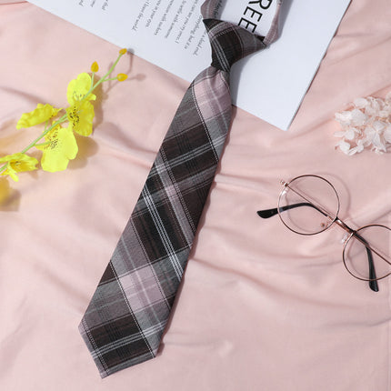 jk Japanese Style Plaid Women's Collar Flower Black Tie Collar String College Style Ribbon Bow Shirt ins Sailor Suit