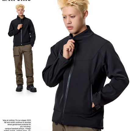 MADEEXTREME Gamma Bird Men's Thin Velvet Outdoor Casual Three-proof Collar Zipper Charge Jacket Coat