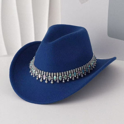Solid Color Light Board Felt Western Cowboy Hat Outdoor Autum Hat Women's Simple French Hat Men's High-End