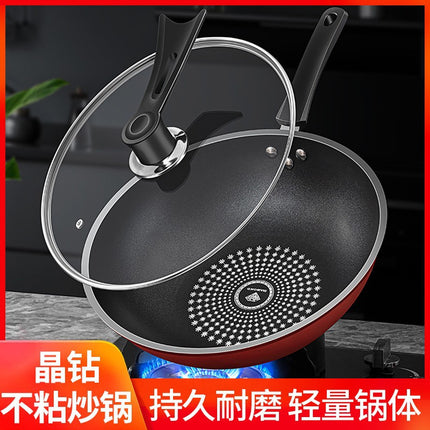 Red Star Crystal Diamond Non-Stick Frying Pan, Non-Stick Cooking Pan, Oil-Free, Easy to Clean, Universal Frying Pan, Manufacturer Wholesale
