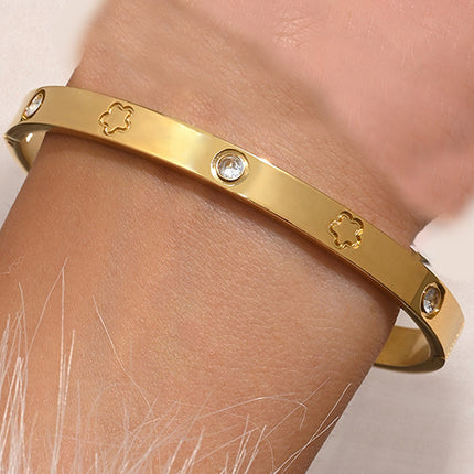 Titanium Steel Bracelet Does Not Fade, Diamond-Encrusted Real Gold Electroplated 18K Gold Stainless Steel Bracelet Douyin Cross-Border Same Style