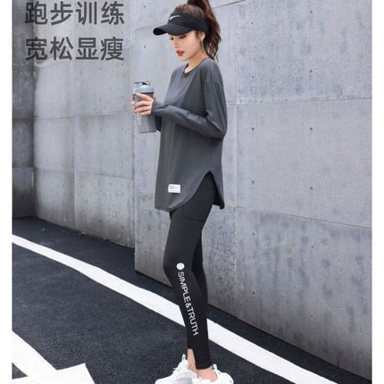 Mid-Length Hip-Covering Running Trendy Fitness Clothing Women's Tops Loose Belly-Covering Quick-Drying Yoga Large Size Spring and Autumn Clothing