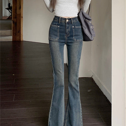 Tassel Flared Jeans for Women, Autumn 2025 New High-Waisted Stretchy Slim-Fit Frayed Bell-Bottom Floor-Length Pants
