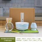 Matcha set|Corrugated style|Gradient blue|7-piece set in carton