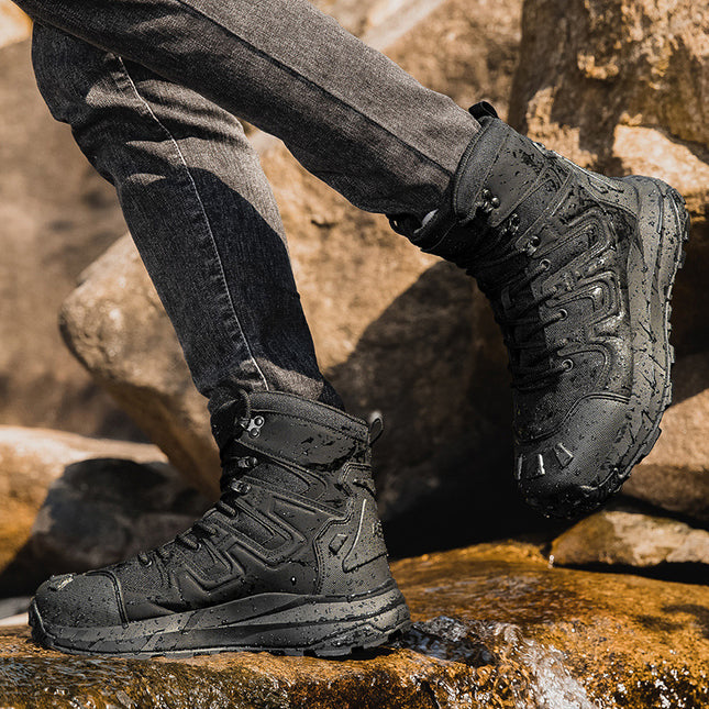 Outdoor Training Large Size Men's Hiking Boots Mid-Top Adventure Camping Desert Work Boots New Wear-Resistant and Comfortable