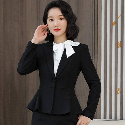 Red suit suit women's autumn and winter slim-fit high-end business wear temperament goddess fan jewelry shop beauty salon overalls