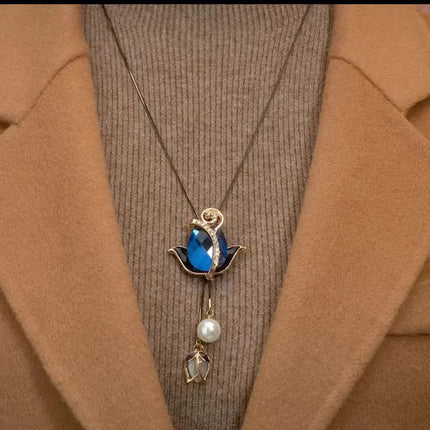 Cross-Border European and American Style Sweater Chain Women's Long Necklace Light Luxury Versatile Autumn and Winter Tulip Decoration Wholesale Chain