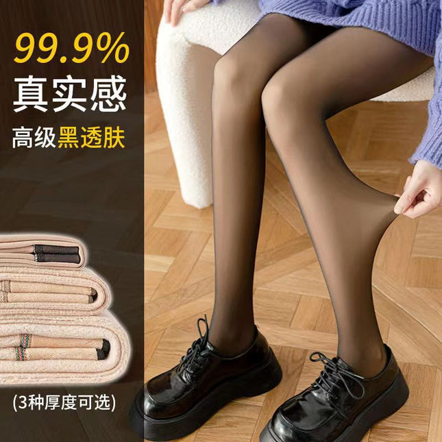 Button-Style Double-Layer Bare-Leg Effect Detachable Spring and Autumn Stockings, Thickened Nude-Feel Leggings, Fleece-Lined Thick Pantyhose