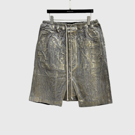 Subhuman Men's | Metallic Luster Crack Heavy Craftsmanship Heavy Crotch Design Thick Coated Five-Point Shorts