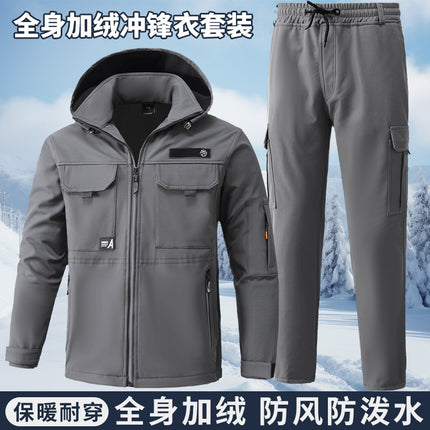 New fleece-lined Jacket Waterproof Wind-Resistant Outdoor Mountaineering Suit Warm Thickened Workwear Workwear for Men and Women