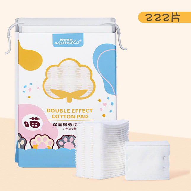 Lmltop New 222-Piece Sandwich Makeup Remover Cotton Cartoon Cat Claw Double-Sided Thickeneded Makeup Cotton Stretch Cotton Wet Compress Cotton