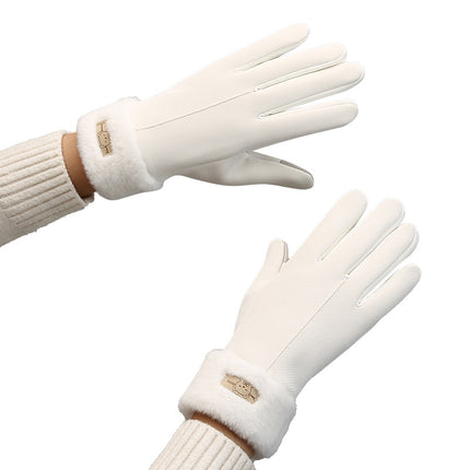Warm Gloves Women's fleece-lined Thickened Windproof Cold-proof Outdoor Riding Driving Touch Screen Skin-sensitive Autumn and Winter Gloves