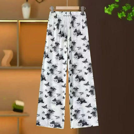 Cross-border Fashion Ink Butterfly National Style Casual Pants Women's New Chinese Style Loose Wide Leg Loose Summer New Ankle-length Pants