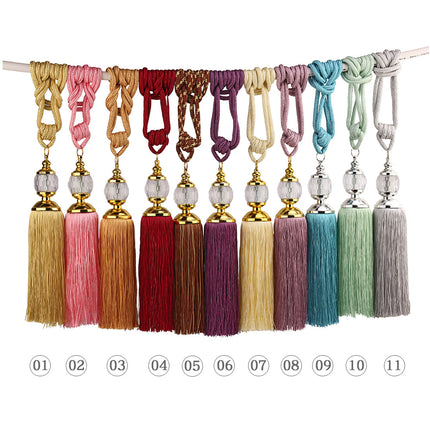 Exquisite and Popular Large-Sized European-Style Decorative Crystal Ball Tassel Curtain Tie Rope Pendant Weaving