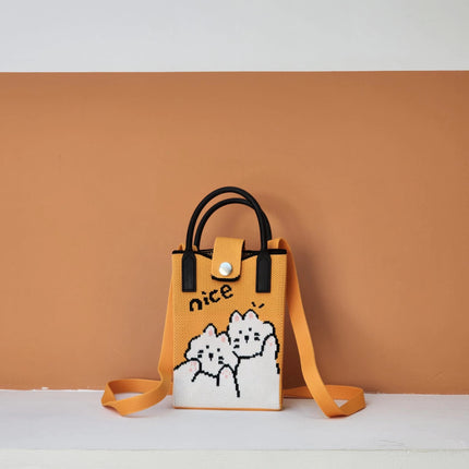 2025 New Mobile Phone Bag Woven Crossbody Bag with a High-End Feel, Popular on Amazon, Suitable for Commuting and Casual Use, Small Square Bag, Portable