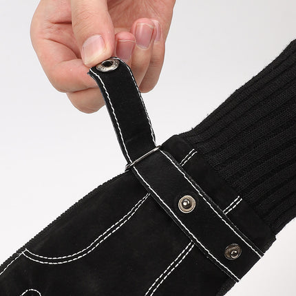 Outdoor Gloves Pigskin Gloves Men's Autumn and Winter Fleece-Lined Thickened Warm Gloves Windproof Cycling Touch Screen Gloves