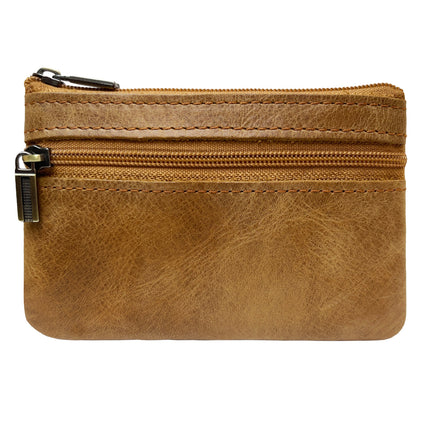 Hot Selling Genuine Leather Zipper Coin Purse Creative Korean Style Crazy Horse Cowhide Coin Bag Car Key Bag Bus Card Bag