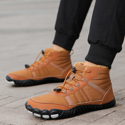 Couple's Large Size Snow Boots for Men, Winter Fleece-Lined and Thickened, Outdoor Waterproof and Non-Slip High-Top Cotton Boots, Hiking Snow Shoes, Extra Large Size