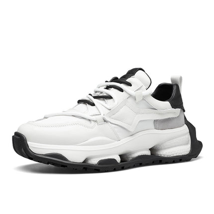 Men's Chunky Sneakers, Spring Shoes, Trendy Shoes, Leather and Fabric Sneakers, Casual Shoes, Genuine Leather White Shoes, Skate Shoes