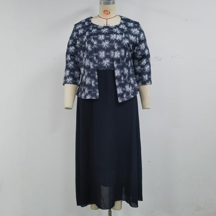 European and American African Plus Size Women's New Tops and Dresses 2-Piece Set Cross-Border Spot Drop Shipping Jx510