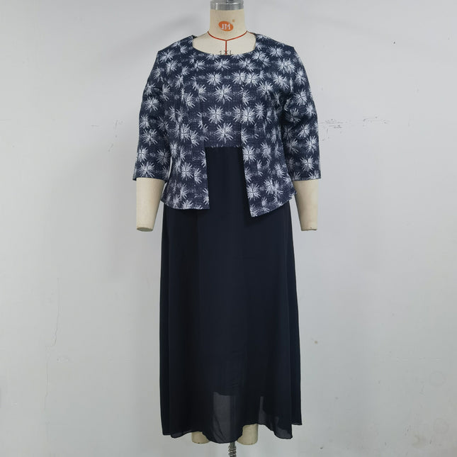 European and American African Plus Size Women's New Tops and Dresses 2-Piece Set Cross-Border Spot Drop Shipping Jx510