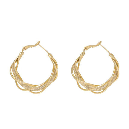European and American New Full Diamond Circle Earrings Niche Light Luxury Design Sense Earrings Female Temperament Exaggerated Circle Fashion Earrings