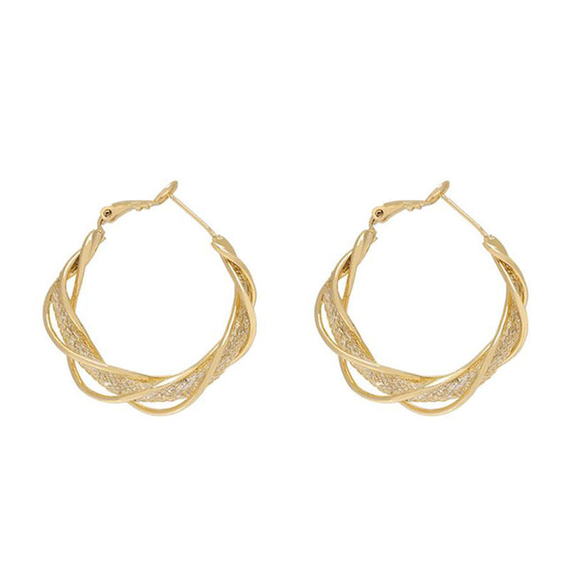 European and American New Full Diamond Circle Earrings Niche Light Luxury Design Sense Earrings Female Temperament Exaggerated Circle Fashion Earrings