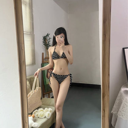 2025 New Arrival Swimwear Female Sexy Spice Girl Retro Striped Simple High-end Bikini Hot Spring Shorts American Style
