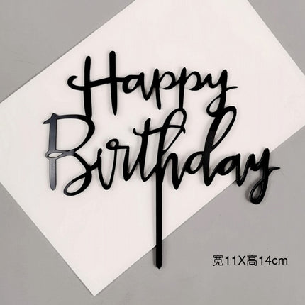 Acrylic Cake Baking Decoration Inserts Round Square English Happy Birthday Dessert Toppers Party Cards