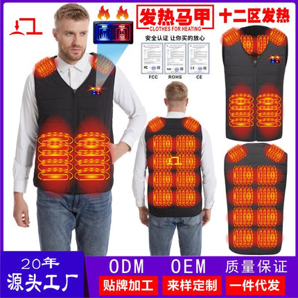 Cross-border Heating Vest for Couple V-neck Heating Vest Cotton Clothes Smart Warm Clothes Men's and Women's Cotton Vest