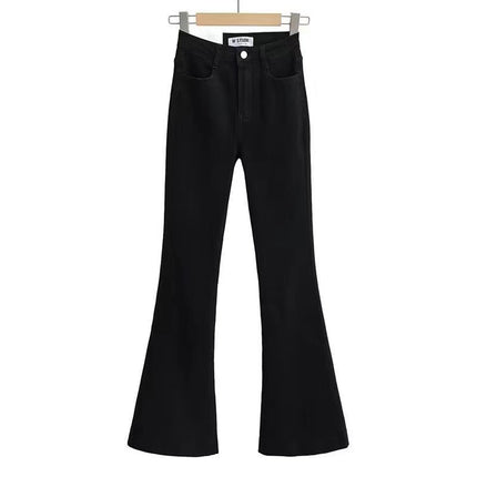 Korean style hot girl high waist tight flared jeans for women 2024 Spring and Autumn New elastic slimming mop pants fashion