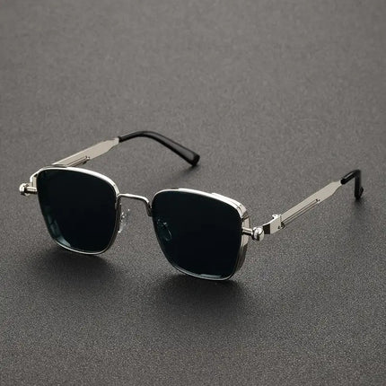 2025 New European and American Cross-Border Personalized Sunglasses Retro Square Frame Steam Metal Sunglasses Sun Protection High-End Sunglasses