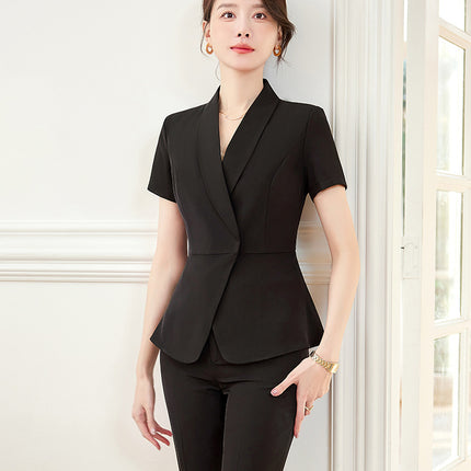 Black suit business wear suit women's summer jewelry store hotel manager Front desk workwear temperament overalls skirt