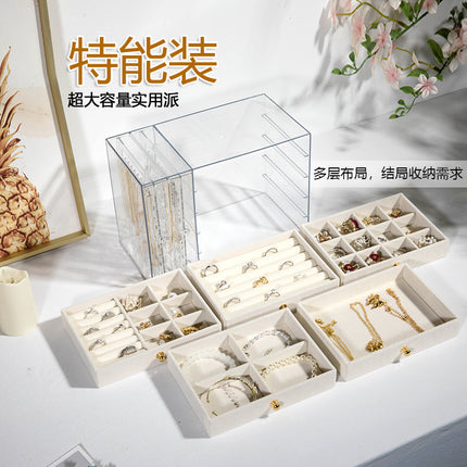 Transparent Earring Storage Box, Acrylic Jewelry Necklace Box, Earrings, Jewelry Dust-Proof Display Box, Hanger Ready for Sale