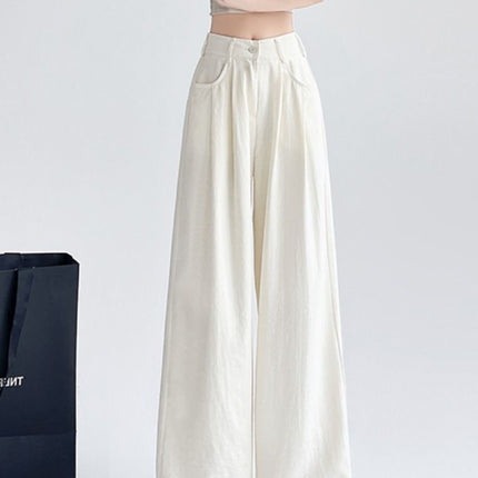 Cool Summer Thin Drapey Ice-Cold Suit Wide-Leg Pants for Women Straight Loose Floor-Length Pants Yamamoto Pants