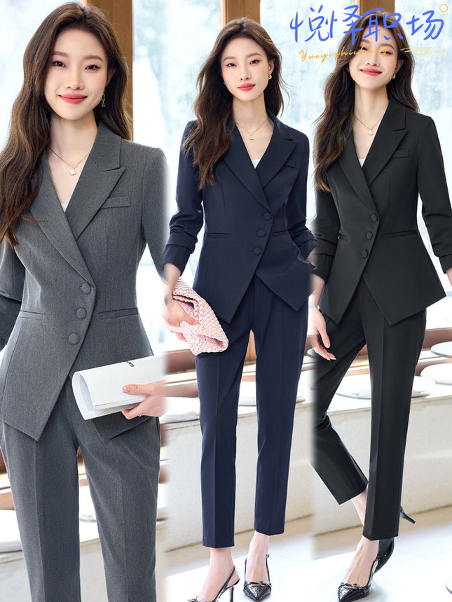 Professional suit suit women's spring and autumn new fashion commuter workplace formal suit hotel front desk manager work clothes