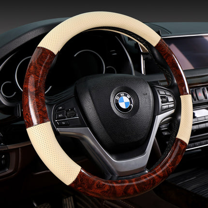 Cross-border foreign trade generation leather steering wheel cover perforated breathable handle cover four seasons universal round/D-shaped cover tpe