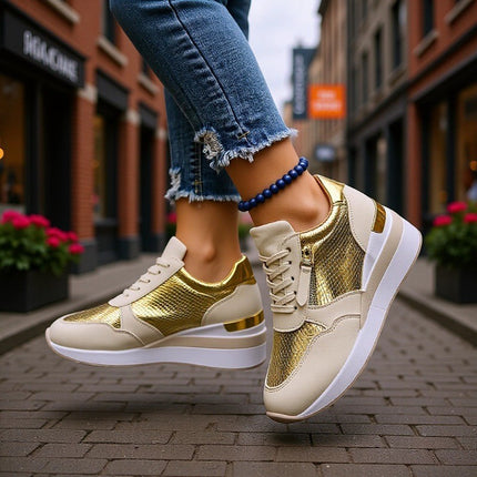 Foreign Trade Women's Sports Casual Shoes, New European and American Fashion Thick-Soled Casual Sports Shoes for Women, Large Size Single Shoes Wholesale for Women