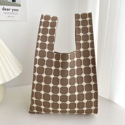 New Ins Bag Knitted Handbag Large Capacity Bucket Bag Versatile Daily Work Clothing Tote Bag Female Souvenir