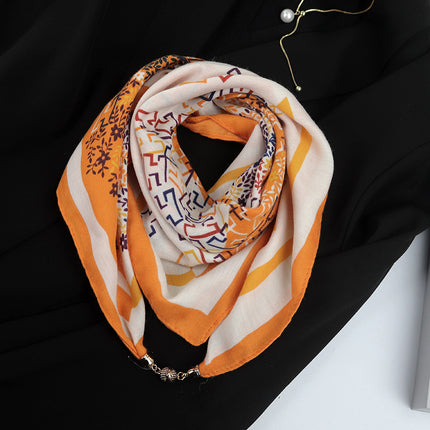 Spring and summer sunscreen magnetic buckle cotton and linen texture large square scarf women's 2024 new all-match autumn and winter neck scarf